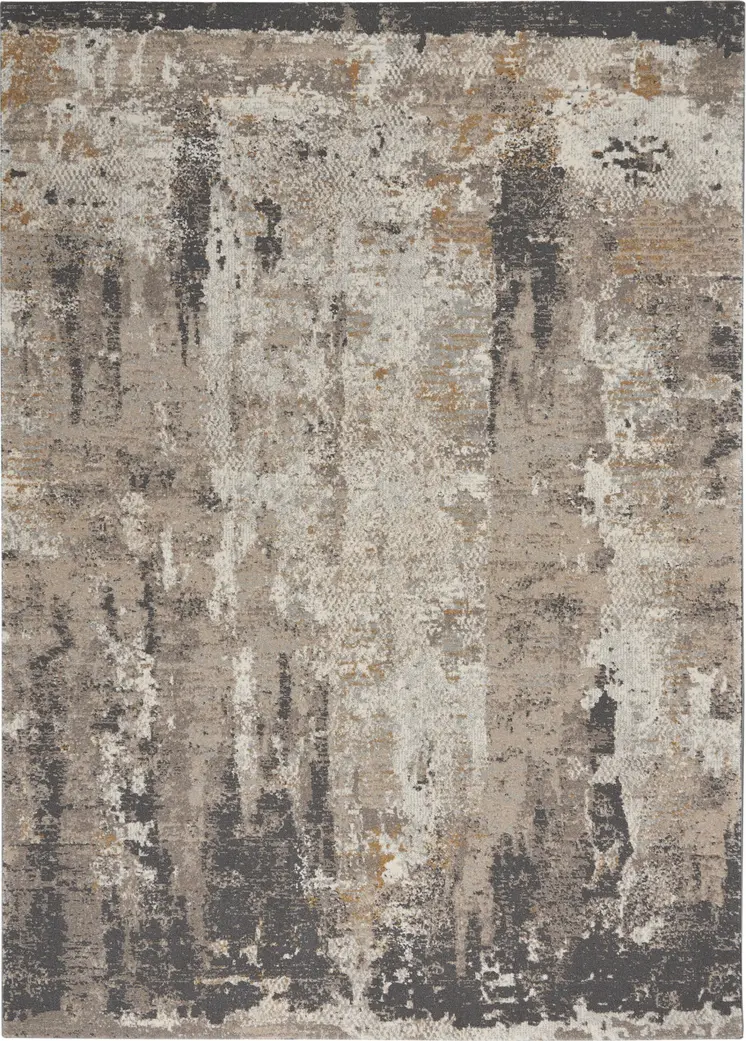 5' X 7' Cream Black and Gray Abstract Area Rug
