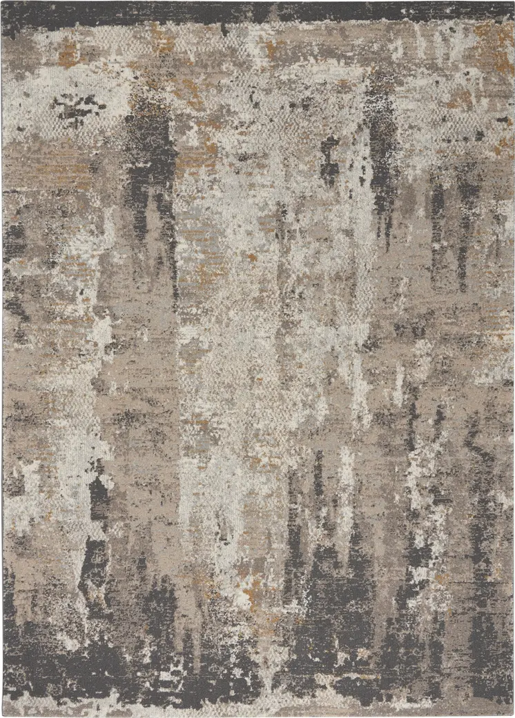 5' X 7' Cream Black and Gray Abstract Area Rug