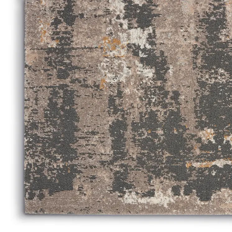 5' X 7' Cream Black and Gray Abstract Area Rug