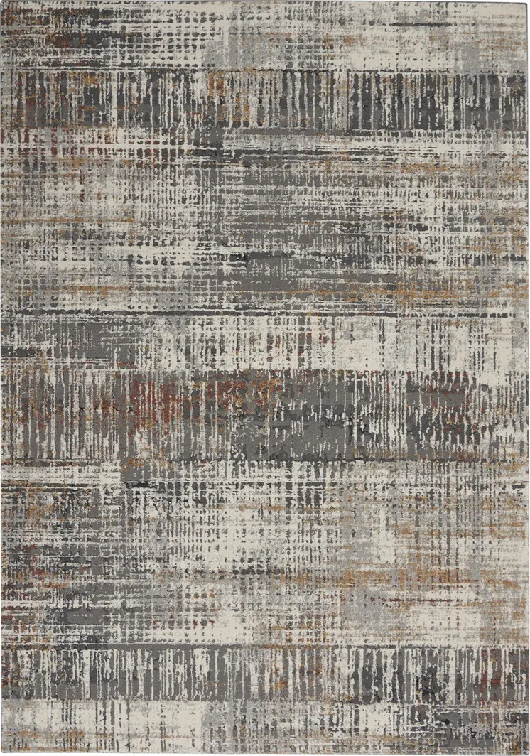 5' X 7' Ivory Gray and Golden Brown Abstract Area Rug