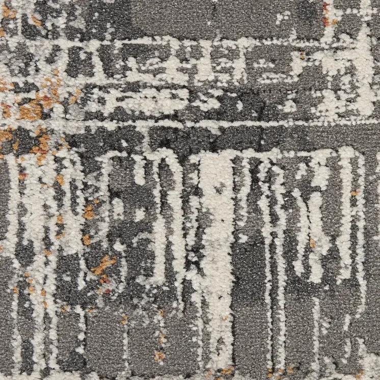 5' X 7' Ivory Gray and Golden Brown Abstract Area Rug