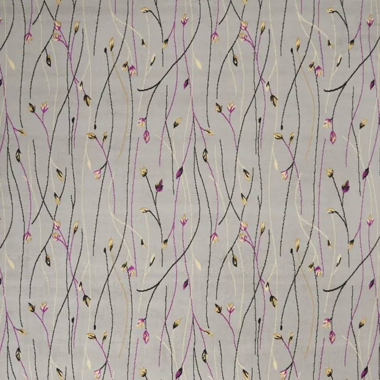 9' X 12' Gray Floral Vines Power Loom Area Rug