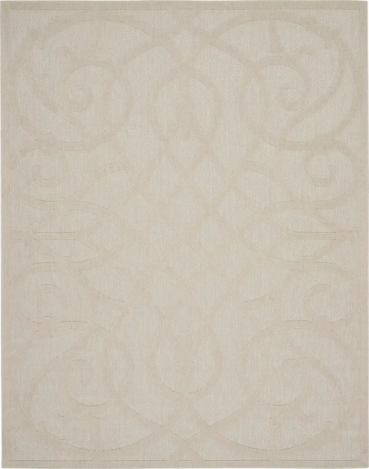 7' X 10' Cream And Beige Trellis Indoor Outdoor Area Rug
