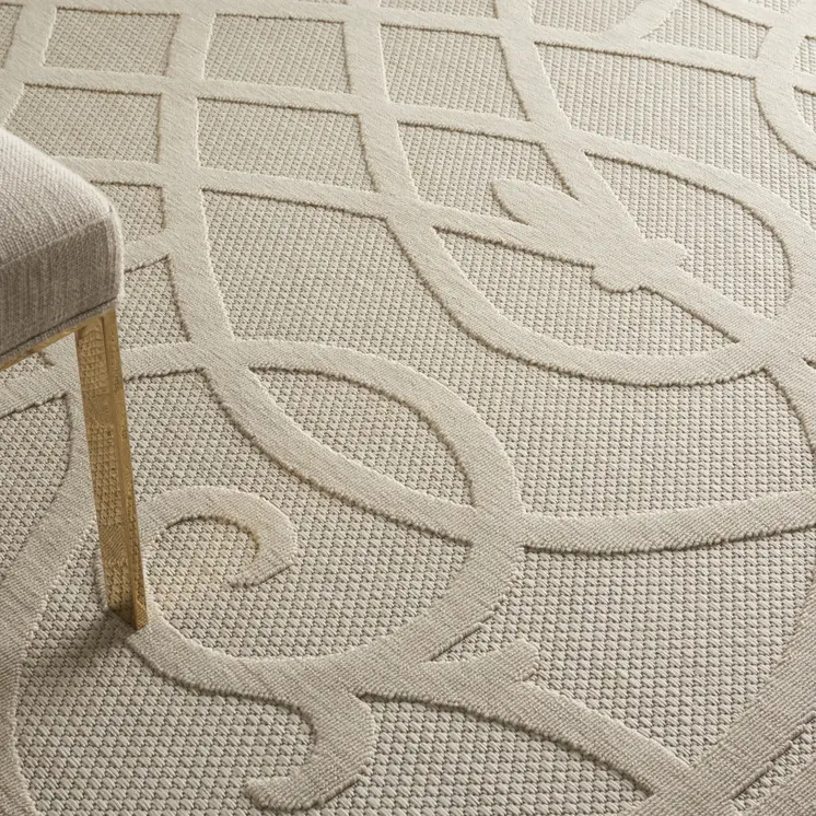 7' X 10' Cream And Beige Trellis Indoor Outdoor Area Rug