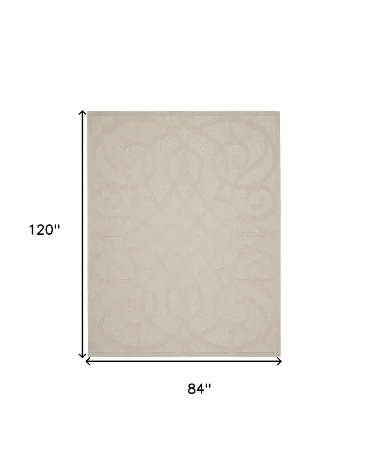 7' X 10' Cream And Beige Trellis Indoor Outdoor Area Rug