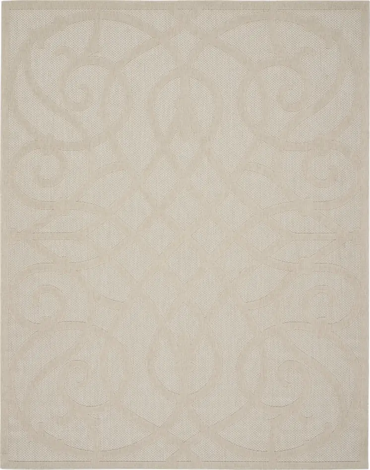 7' X 10' Cream And Beige Trellis Indoor Outdoor Area Rug