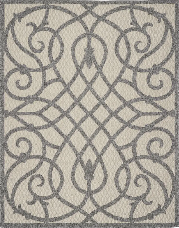 7' X 10' Cream And Gray Trellis Indoor Outdoor Area Rug