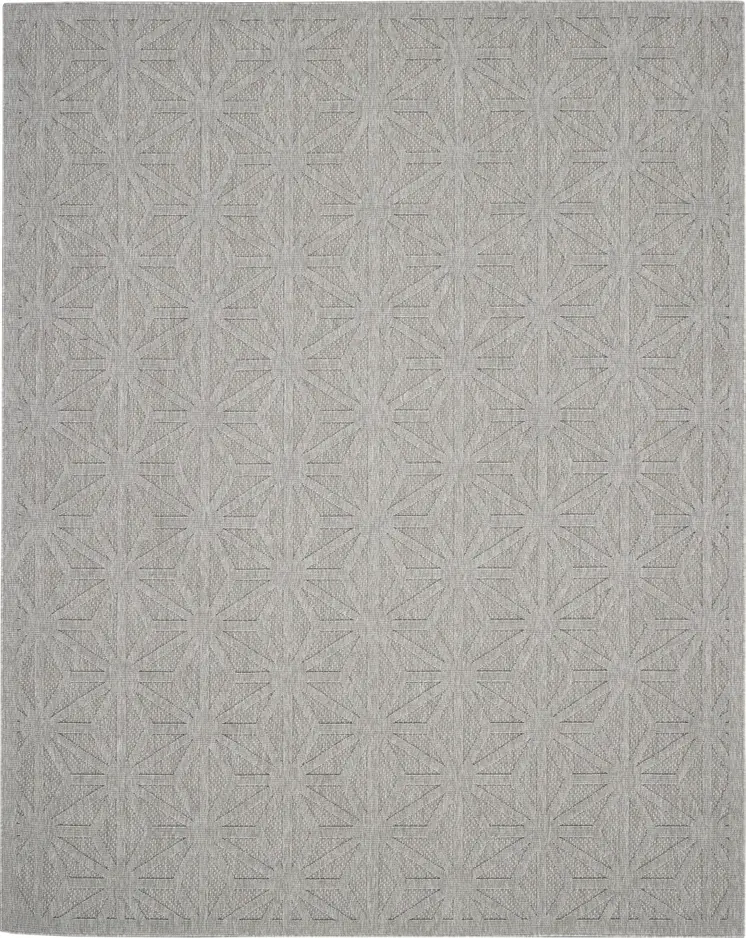 7' X 10' Light Gray And Gray Geometric Indoor Outdoor Area Rug