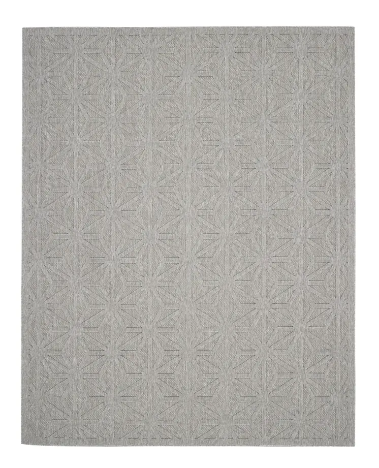 7' X 10' Light Gray And Gray Geometric Indoor Outdoor Area Rug