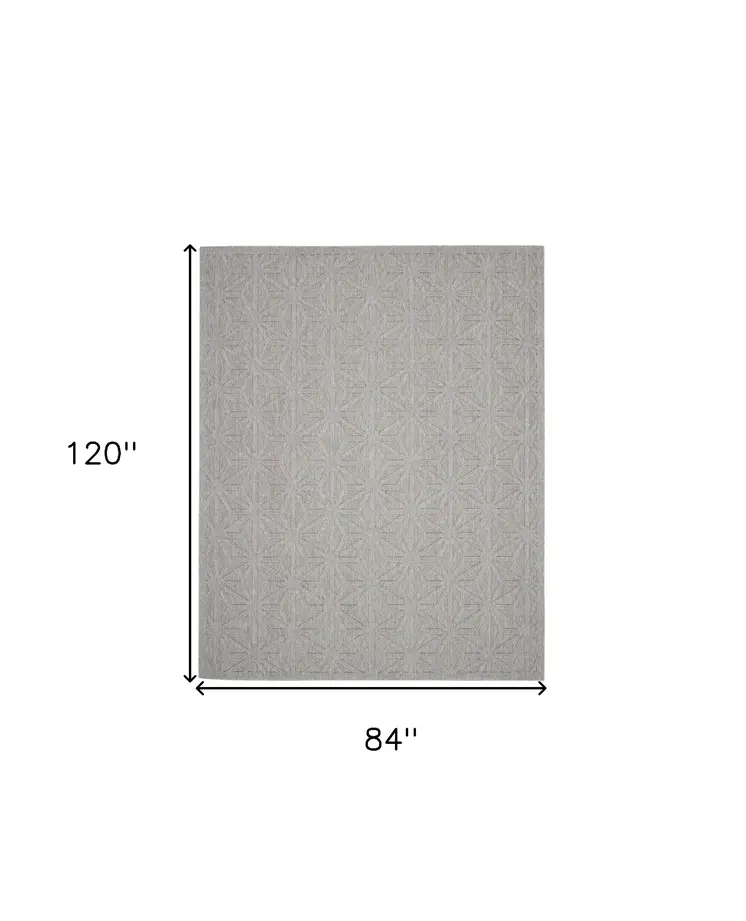 7' X 10' Light Gray And Gray Geometric Indoor Outdoor Area Rug