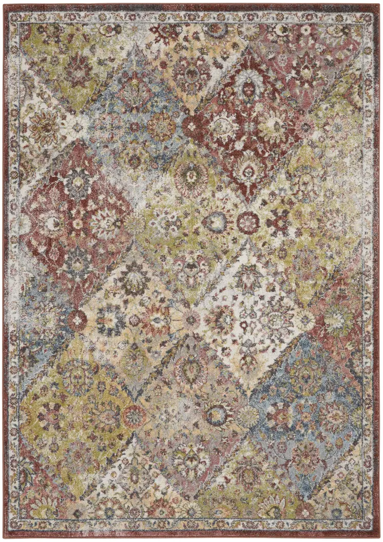 4' X 6' Green and Ivory Floral Distressed Area Rug
