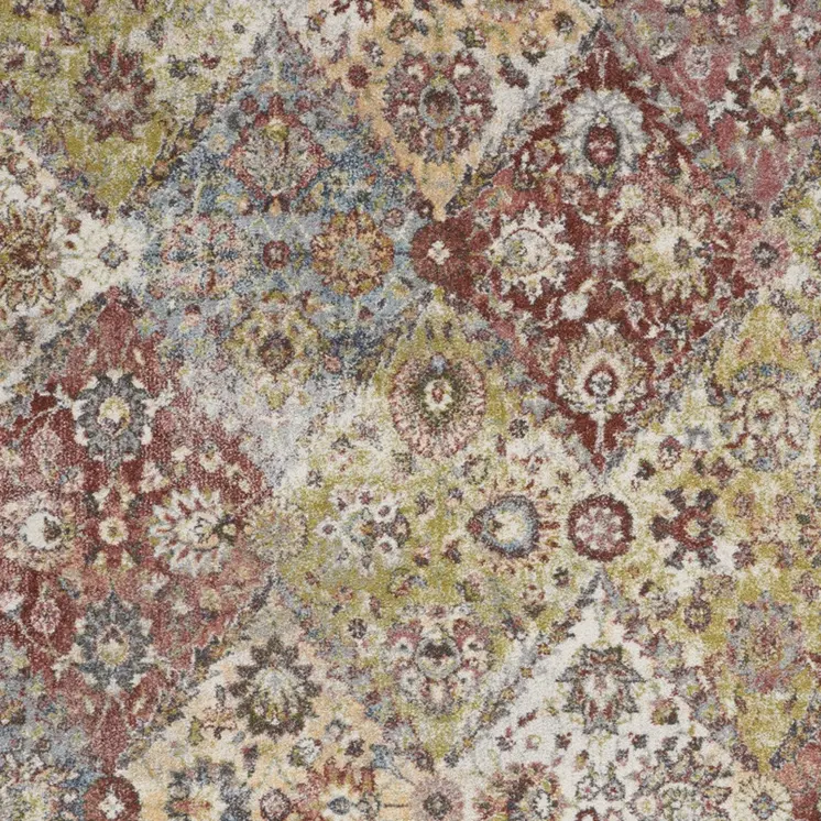 4' X 6' Green and Ivory Floral Distressed Area Rug