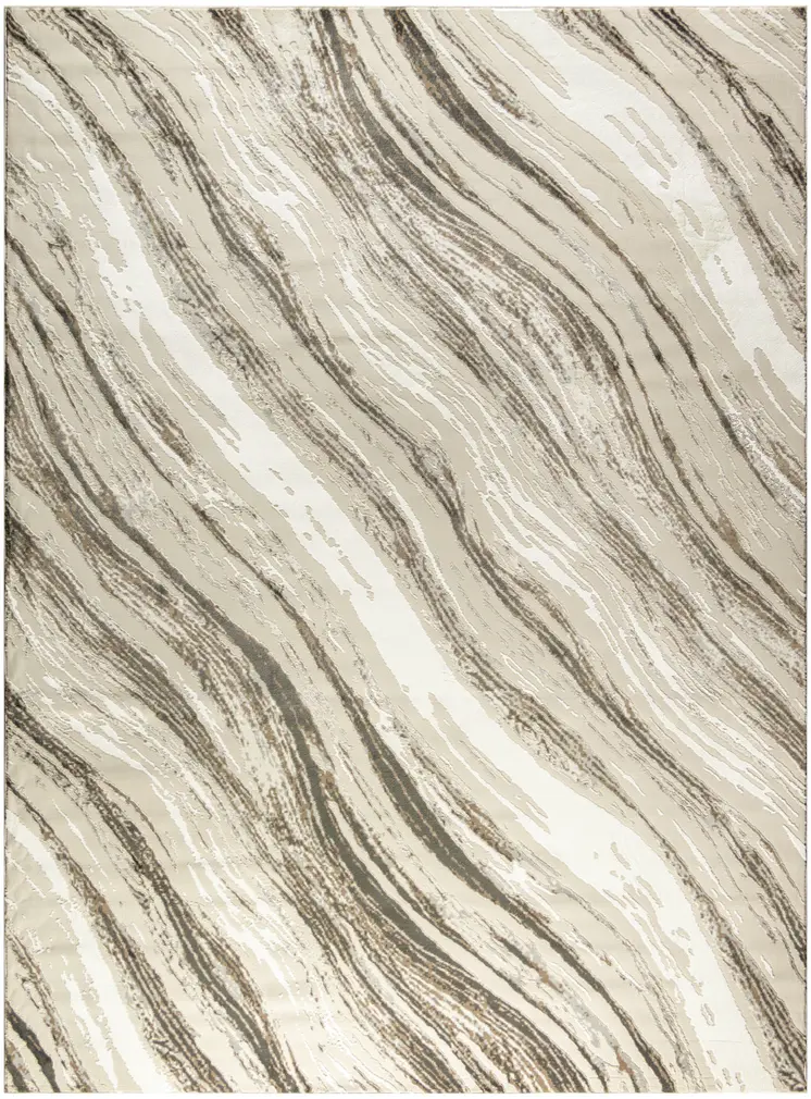 8' X 10' Beige and Gray Abstract Non Skid Area Rug