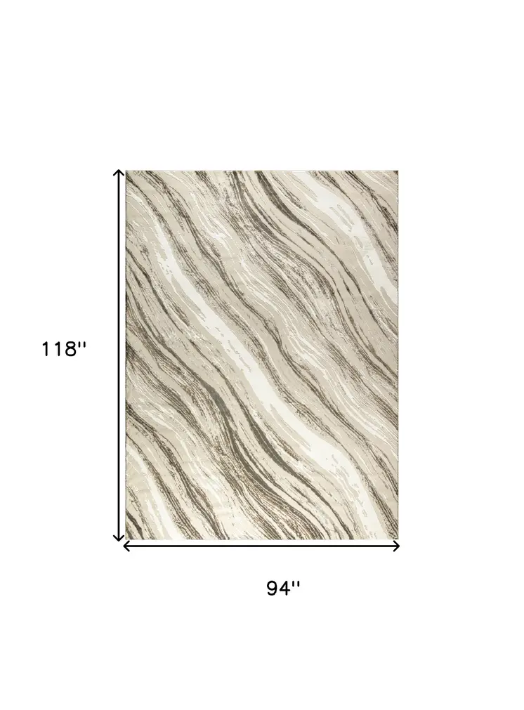 8' X 10' Beige and Gray Abstract Non Skid Area Rug