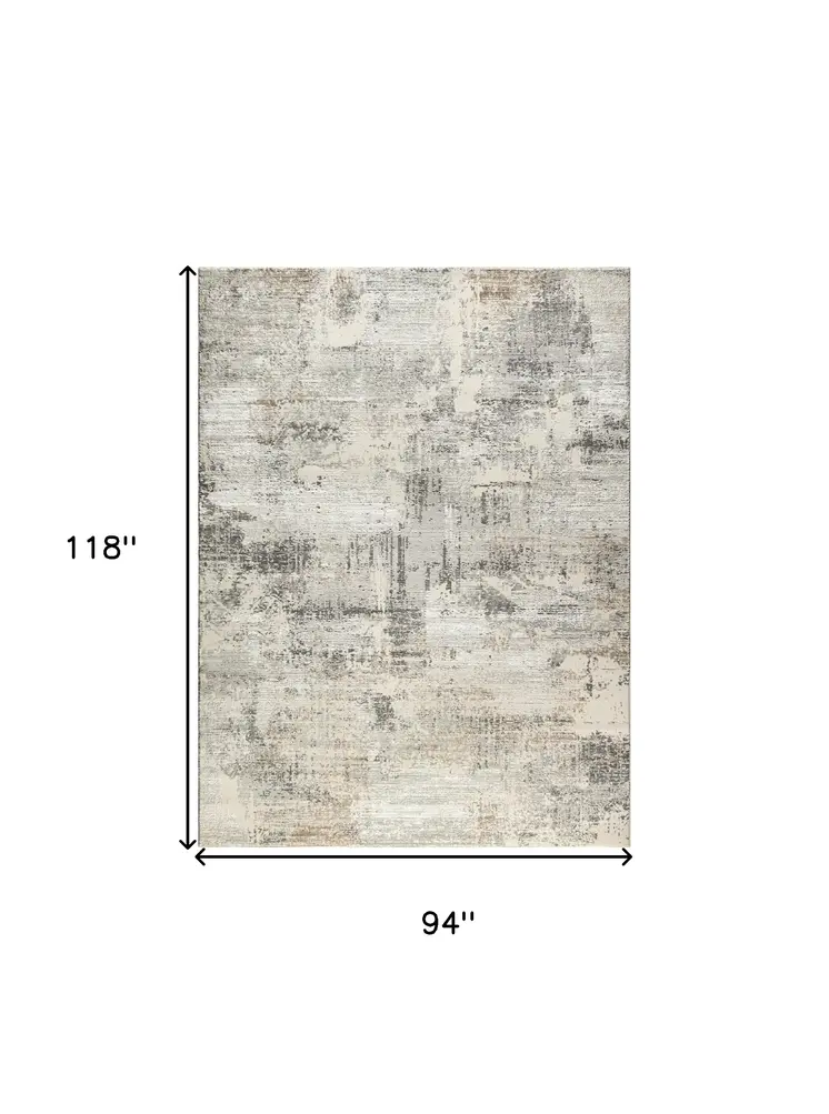 8' X 10' Beige and Gray Abstract Non Skid Area Rug