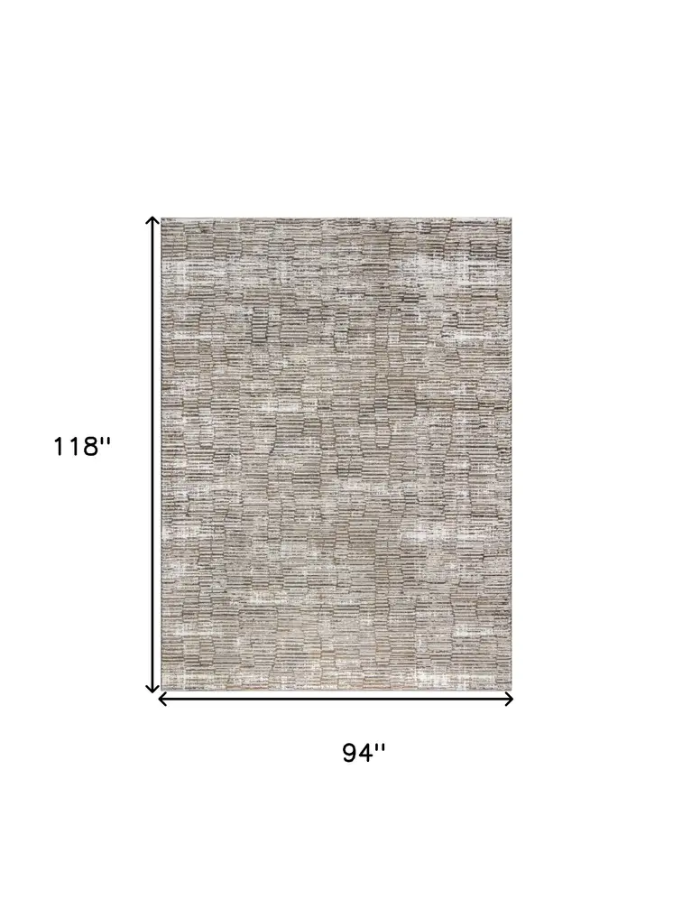 8' X 10' Brown and Ivory Abstract Non Skid Area Rug