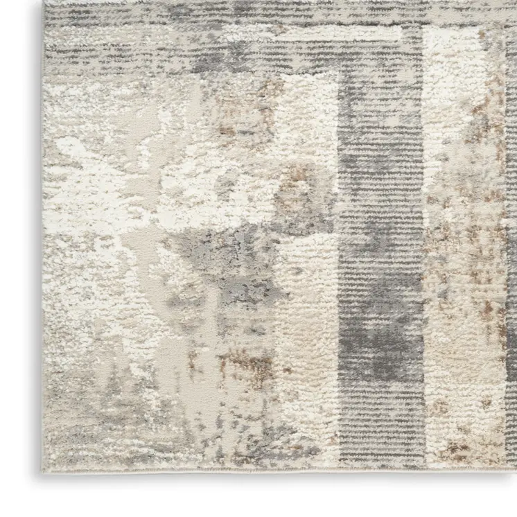 8' X 10' Ivory and Black Abstract Non Skid Area Rug