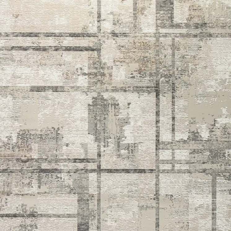 8' X 10' Ivory and Black Abstract Non Skid Area Rug