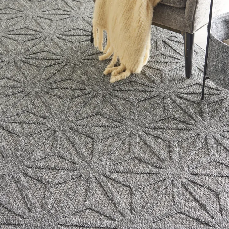 8' X 10' Dark Gray And Light Gray Geometric Indoor Outdoor Area Rug