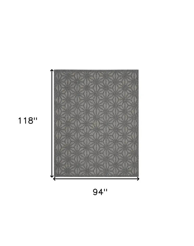 8' X 10' Dark Gray And Light Gray Geometric Indoor Outdoor Area Rug