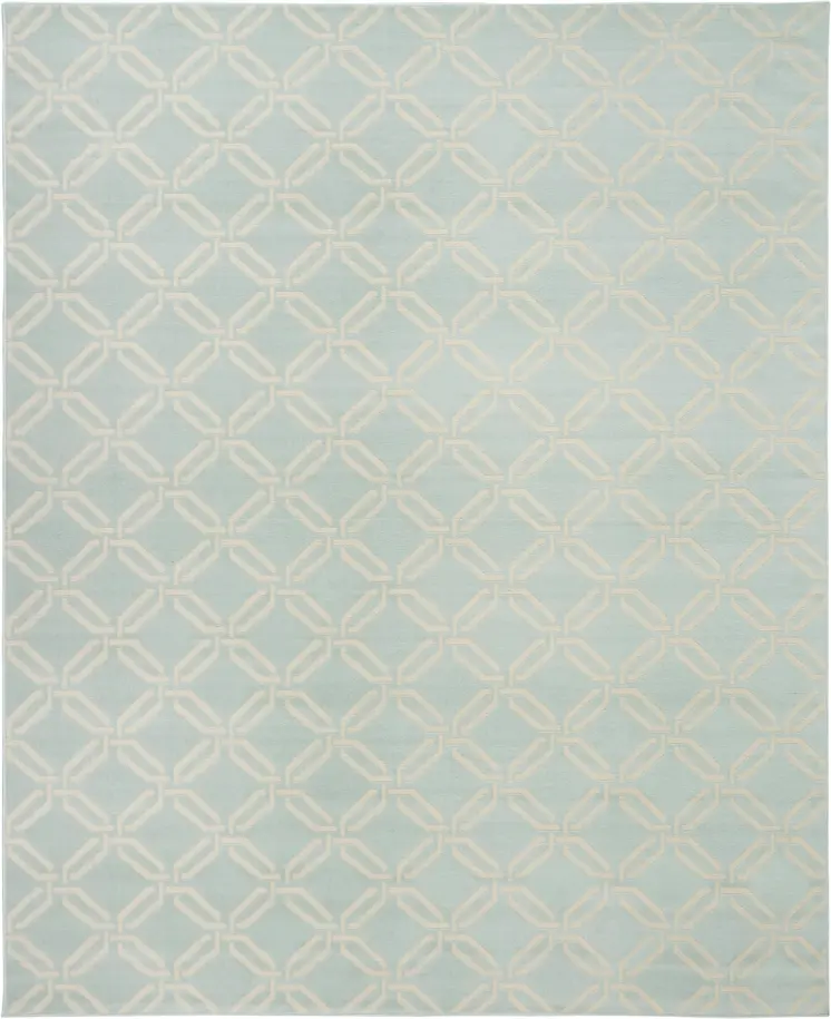 8' X 10' Beige and Green Trellis Non Skid Area Rug