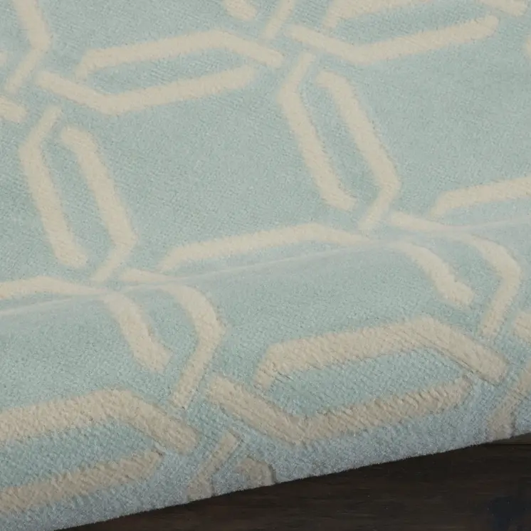8' X 10' Beige and Green Trellis Non Skid Area Rug
