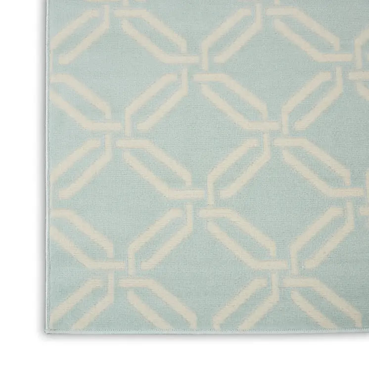 8' X 10' Beige and Green Trellis Non Skid Area Rug