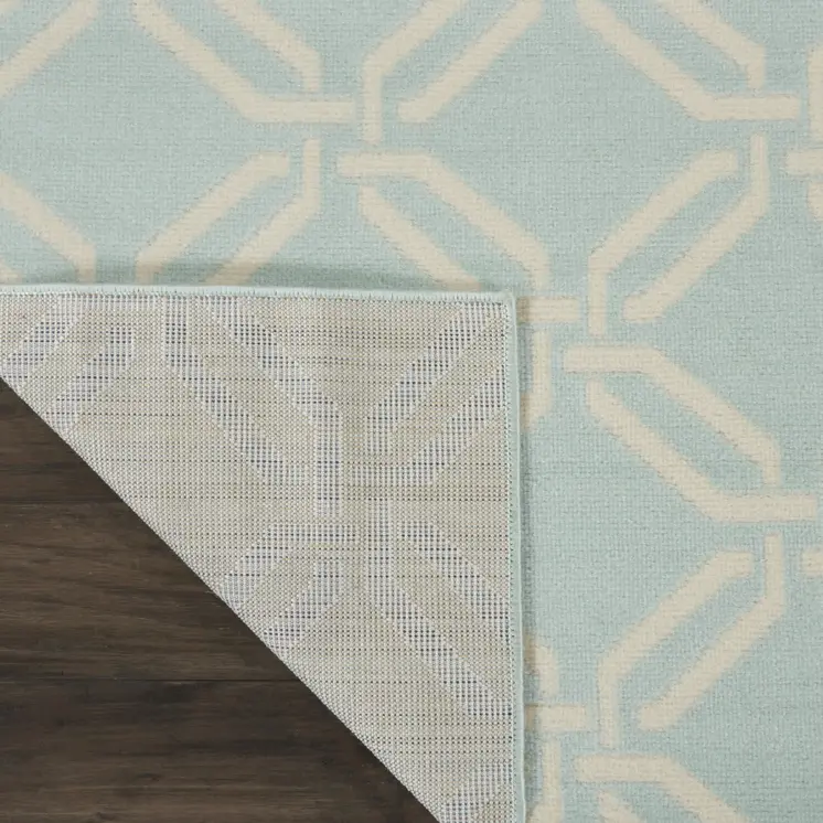 8' X 10' Beige and Green Trellis Non Skid Area Rug