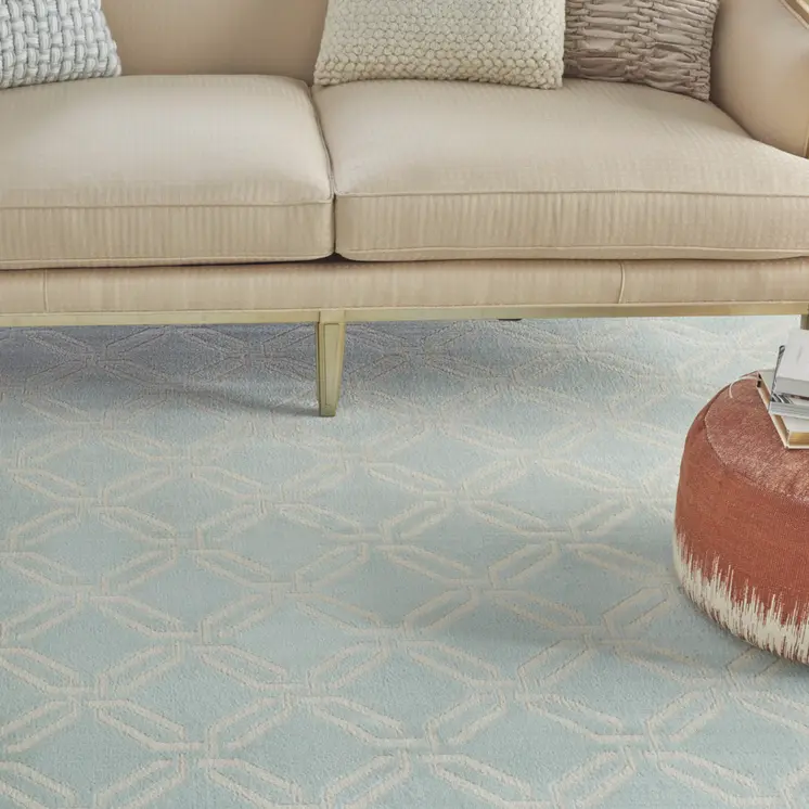 8' X 10' Beige and Green Trellis Non Skid Area Rug