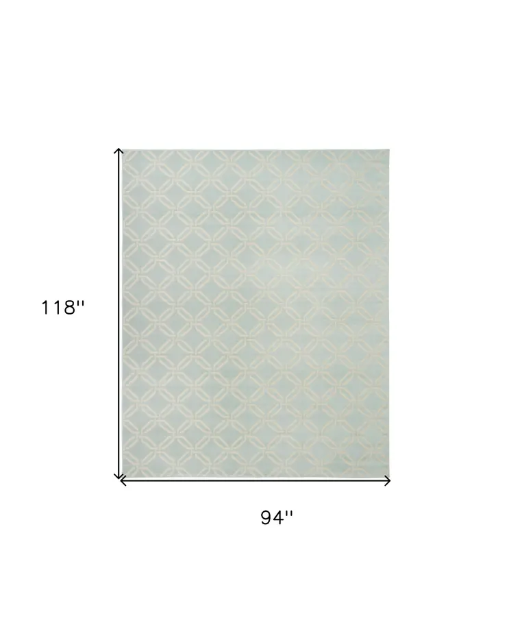 8' X 10' Beige and Green Trellis Non Skid Area Rug