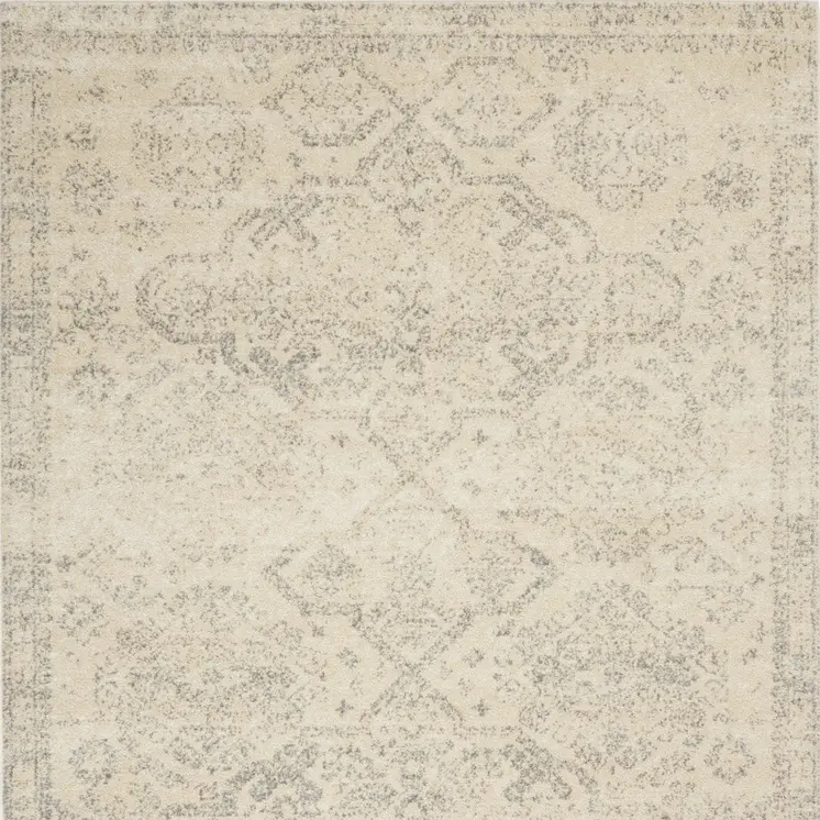 6' X 9' Beige And Gray Geometric Distressed Area Rug