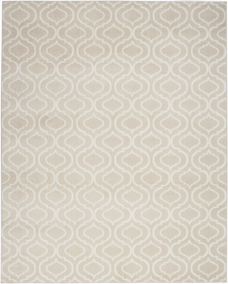 8' X 10' Beige and Ivory Trellis Non Skid Area Rug