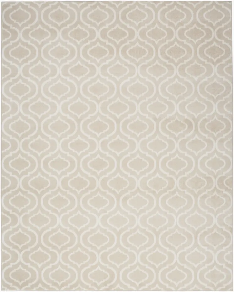 8' X 10' Beige and Ivory Trellis Non Skid Area Rug