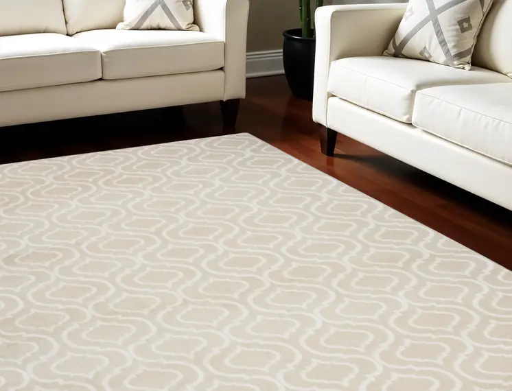 8' X 10' Beige and Ivory Trellis Non Skid Area Rug