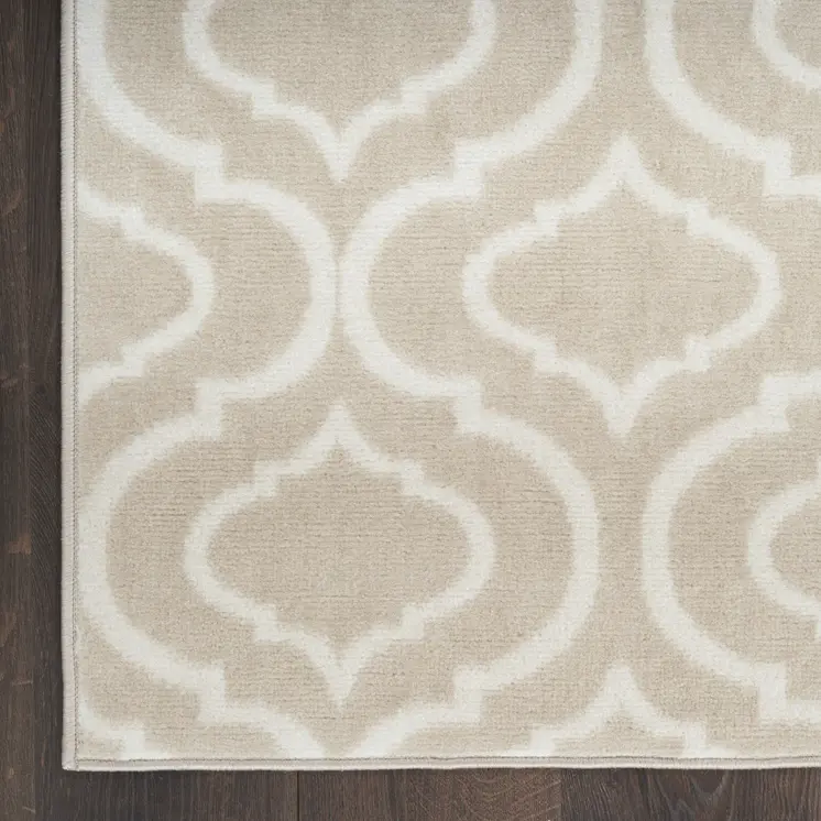 8' X 10' Beige and Ivory Trellis Non Skid Area Rug