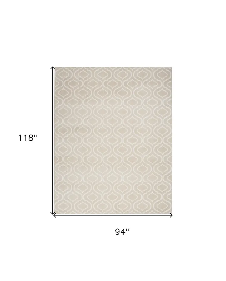 8' X 10' Beige and Ivory Trellis Non Skid Area Rug