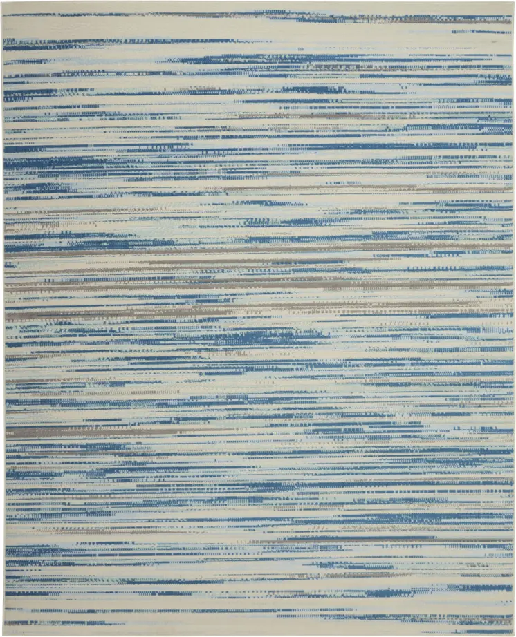 8' X 10' Ivory Blue and Gray Abstract Non Skid Area Rug