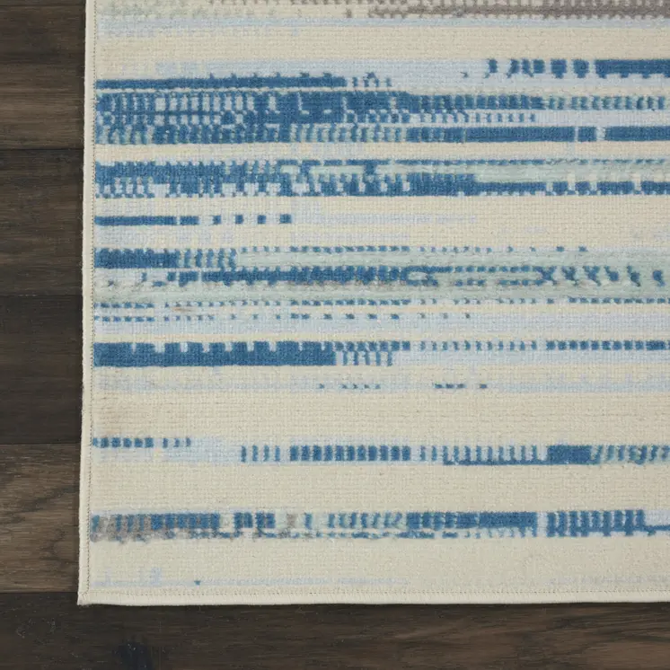 8' X 10' Ivory Blue and Gray Abstract Non Skid Area Rug