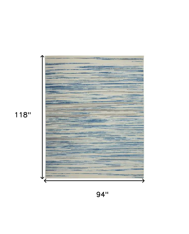 8' X 10' Ivory Blue and Gray Abstract Non Skid Area Rug