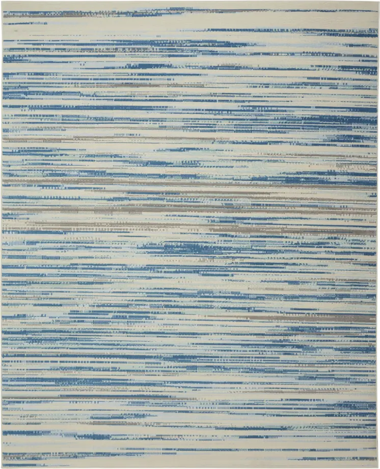 8' X 10' Ivory Blue and Gray Abstract Non Skid Area Rug