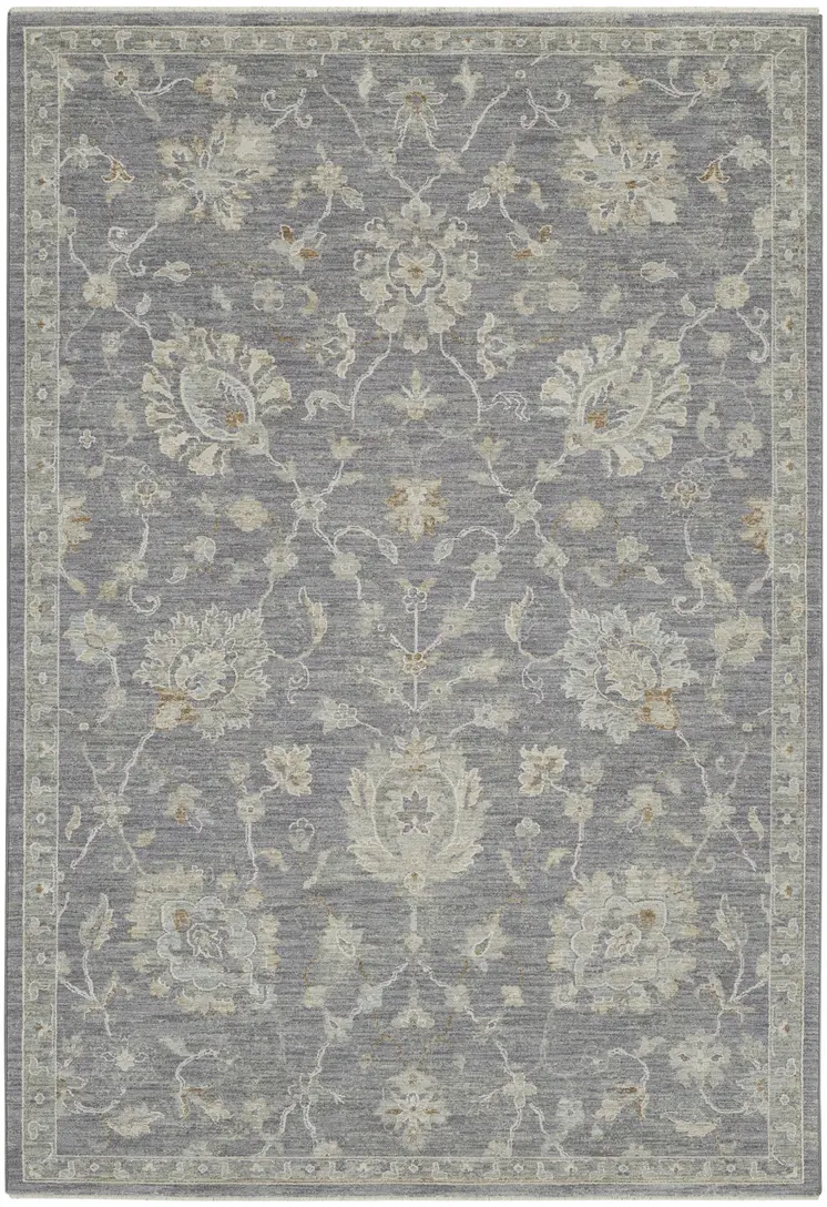 5' X 8' Ivory And Gray Floral Medallion Area Rug