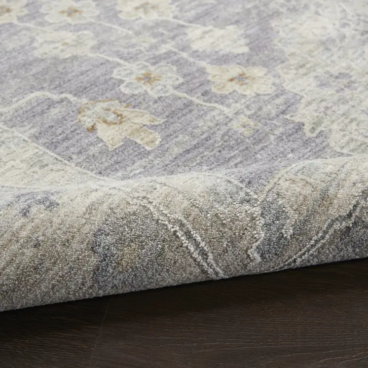 5' X 8' Ivory and Gray Floral Power Loom Area Rug