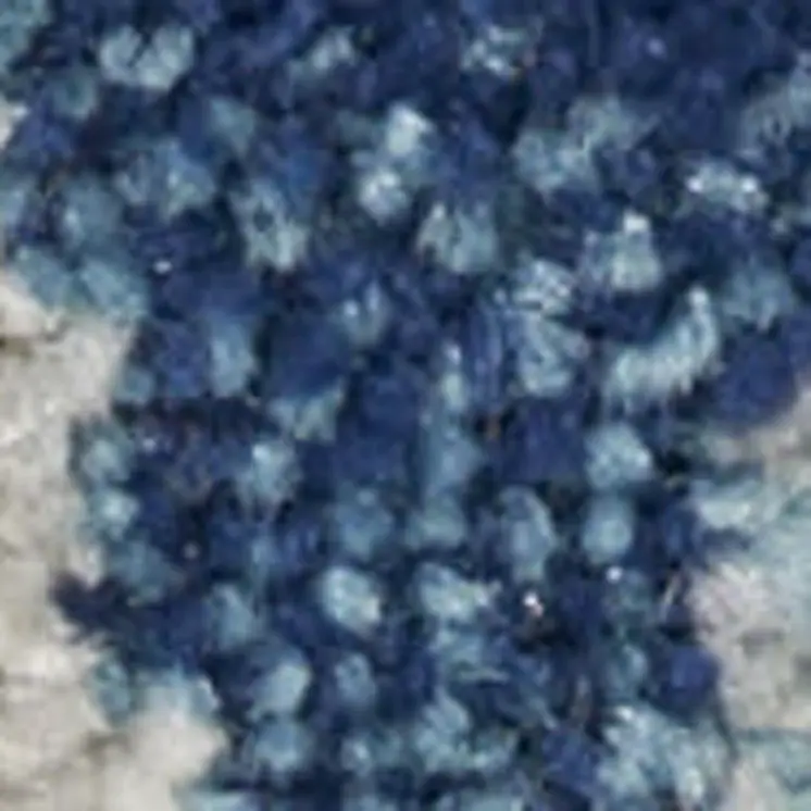 6' X 9' Turquoise Cream and Navy Blue Floral Distressed Area Rug