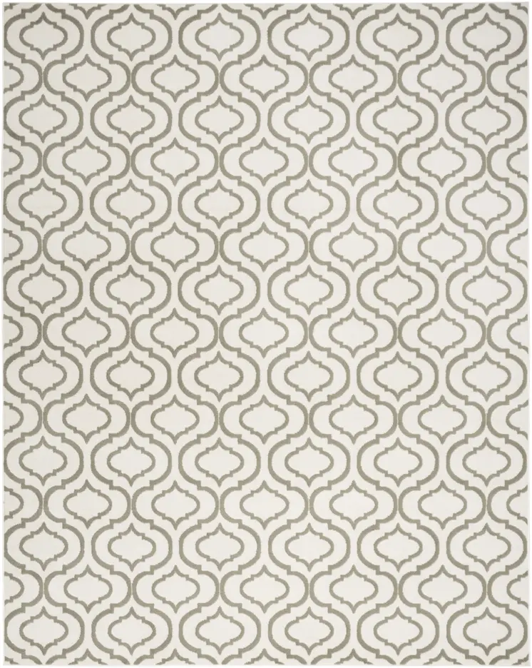 8' X 10' Ivory and Green Trellis Non Skid Area Rug