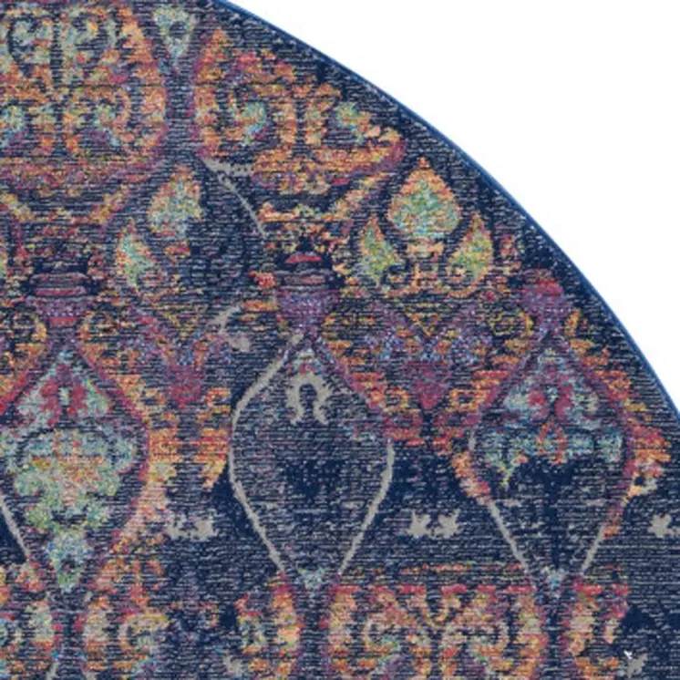 4' X 6' Ivory Blue and Green Floral Distressed Non Skid Area Rug