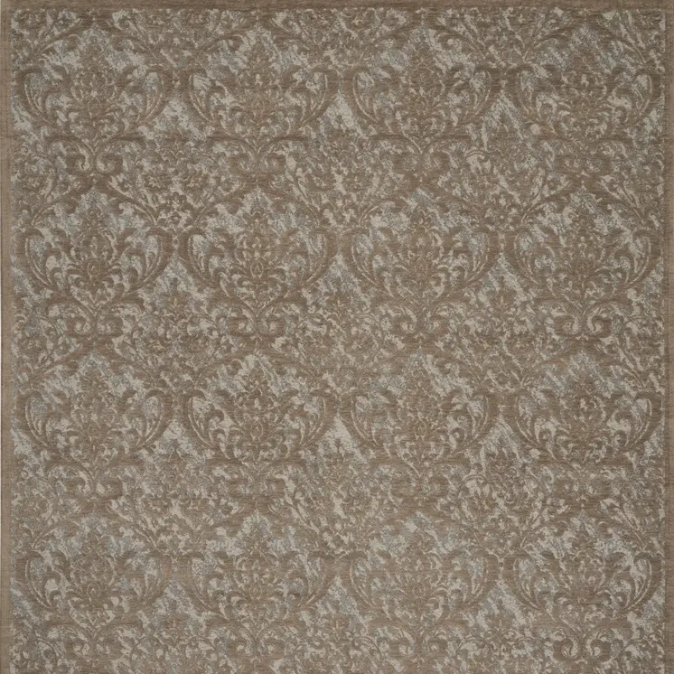 8' X 10' Gray and Brown Damask Distressed Area Rug