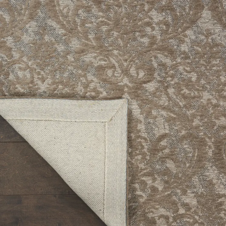 8' X 10' Gray and Brown Damask Distressed Area Rug