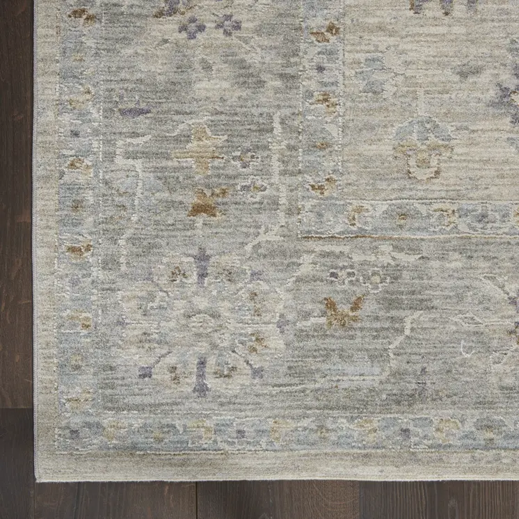 5' X 8' Beige and Gray Floral Power Loom Area Rug