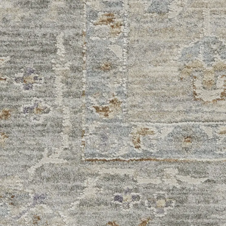 5' X 8' Beige and Gray Floral Power Loom Area Rug