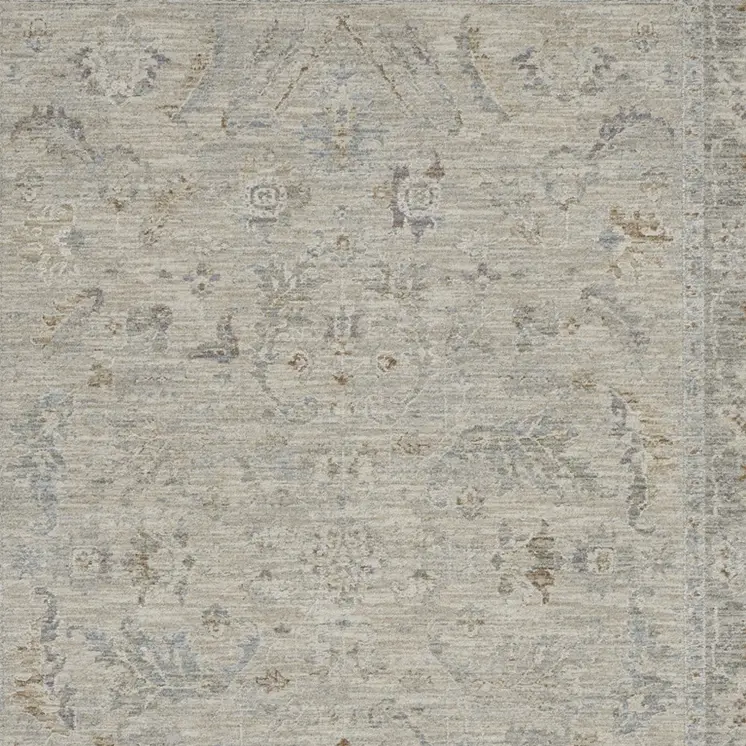 5' X 8' Beige and Gray Floral Power Loom Area Rug